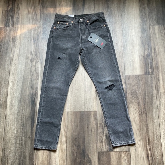 Levi’s 501 Black Distressed Skinny Jeans 27x28 - Picture 2 of 16